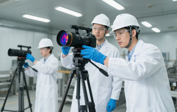 CETHERMAL 技术部正在测试手持热视仪实际成像情况